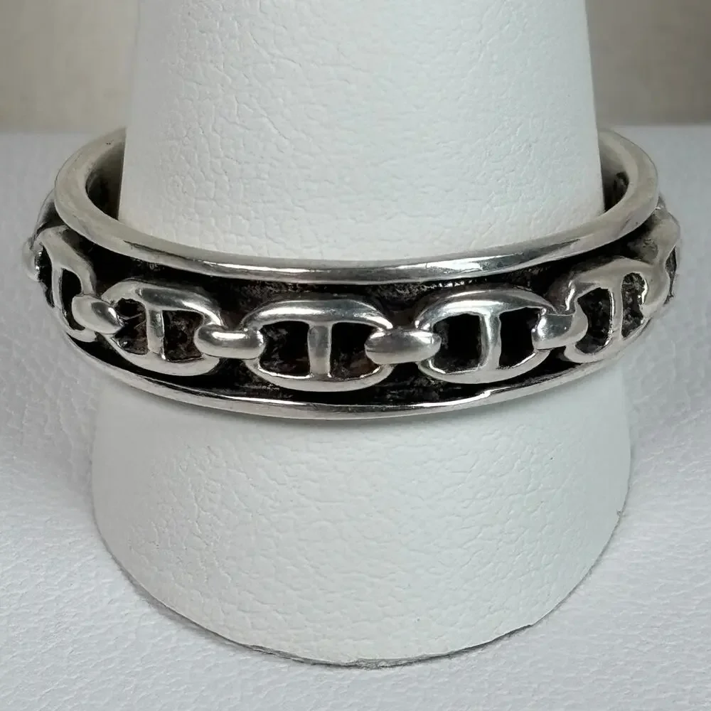 Mariner Chain Link Fidget Spinner Ring 925 Silver Size 13